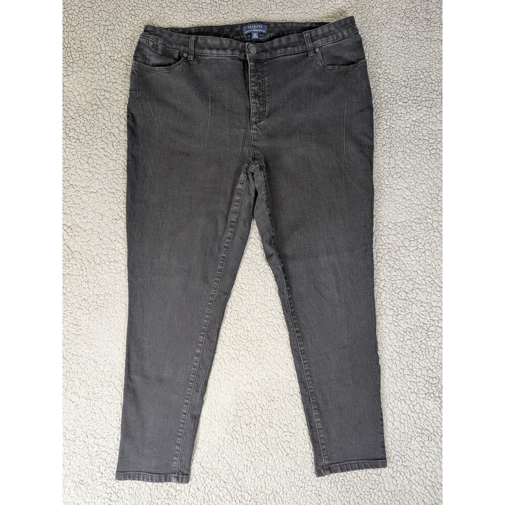 Talbots Simply Flattering 5 Pocket Jeans Womens 18 Black Straight Leg Denim